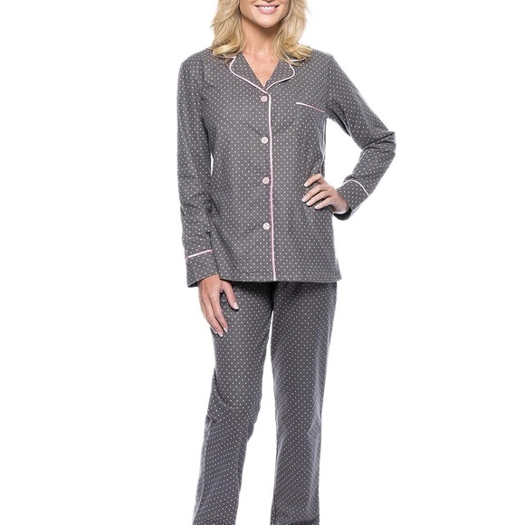 NWT Cozy Zoe Polka Dot Pajama 2-Piece Set in Silver/Gray Size M New w/Tag - Picture 1 of 9